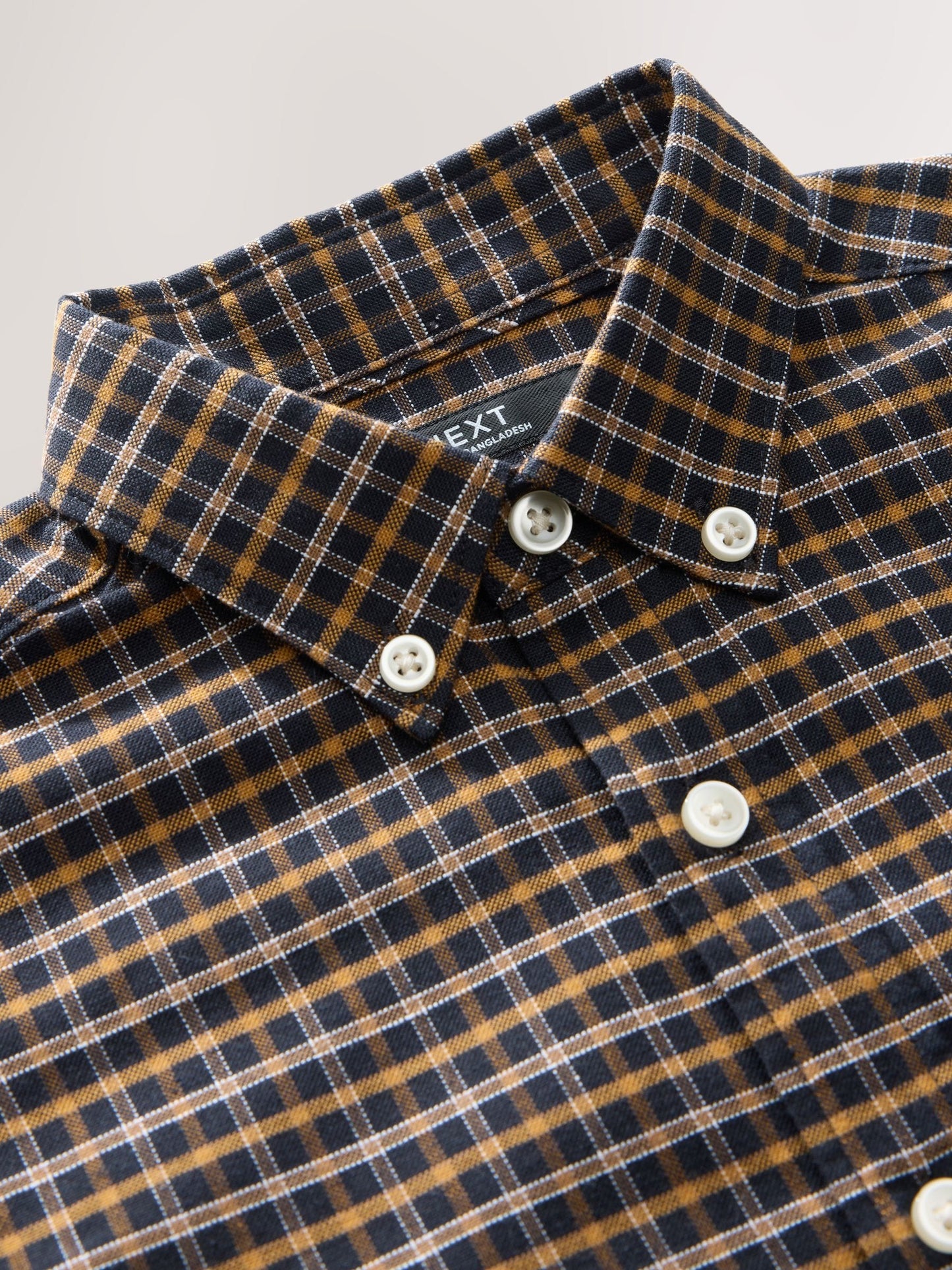 Dsiney Kidz - Chocolate Brown Gingham Logo Short Sleeve Cotton Rich Oxford Shirt (3-16yrs) image 4