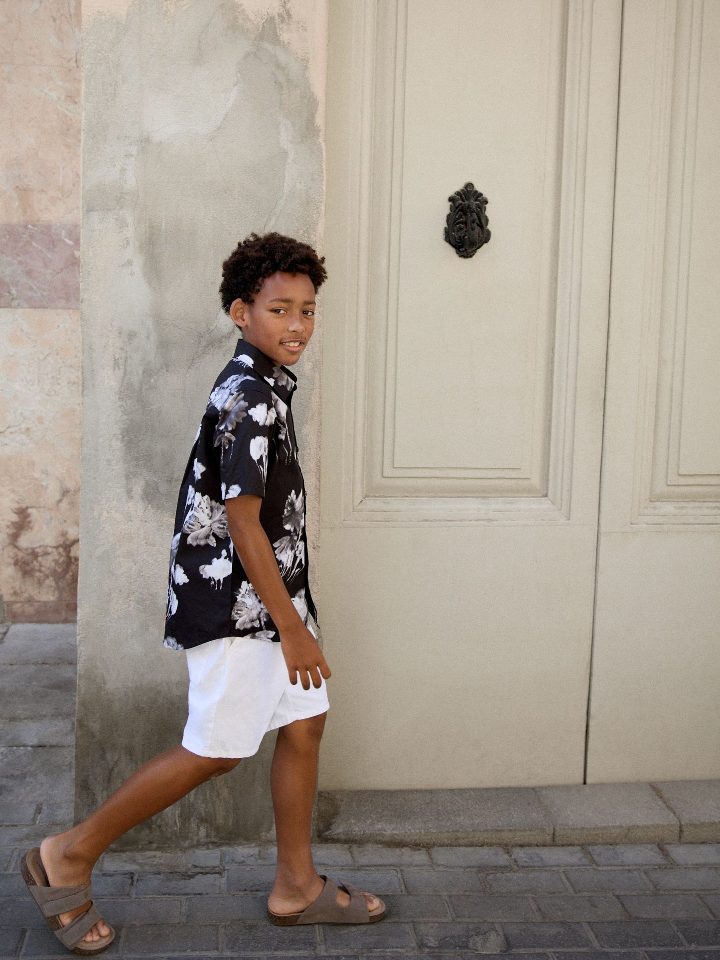 Dsiney Kidz - Black Flowers Short Sleeve All Over Print Shirt (3-16yrs) image 2