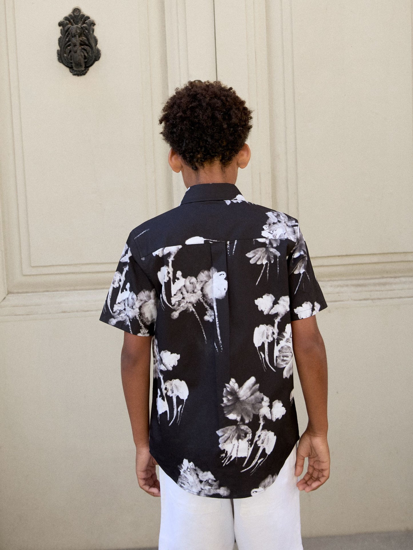 Dsiney Kidz - Black Flowers Short Sleeve All Over Print Shirt (3-16yrs) image 3