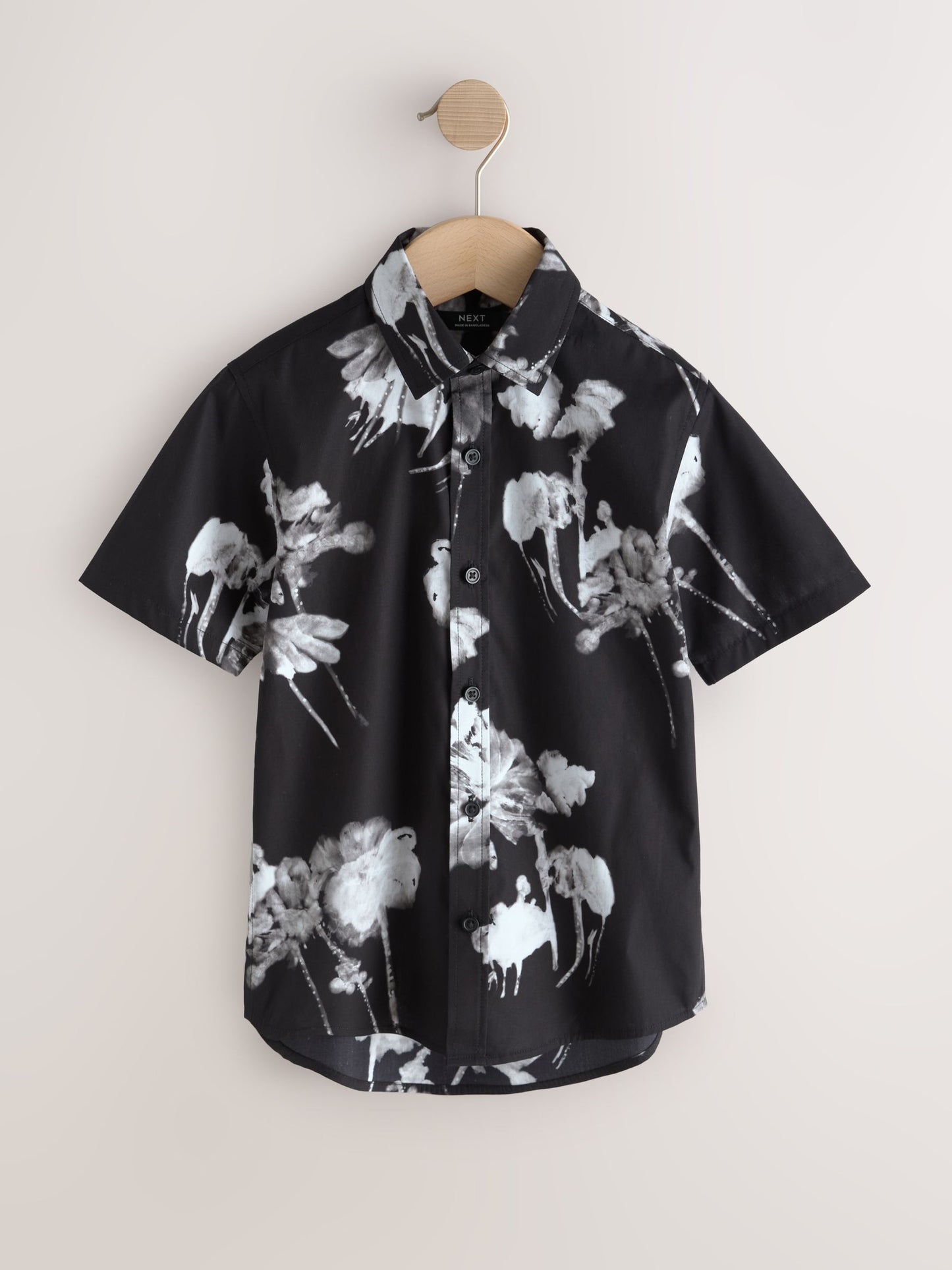 Dsiney Kidz - Black Flowers Short Sleeve All Over Print Shirt (3-16yrs) image 4