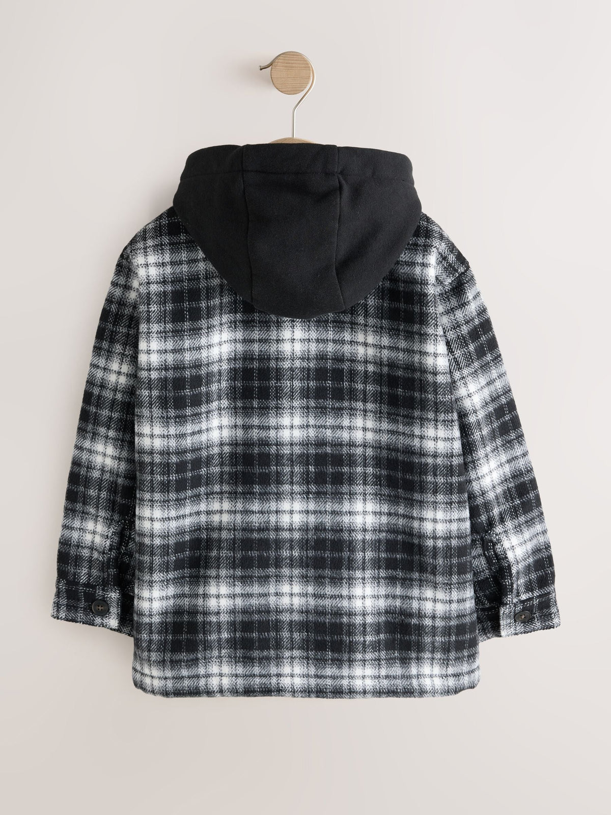 Black/White Check Borg Lined Hooded Shacket (3-16yrs) - image 3