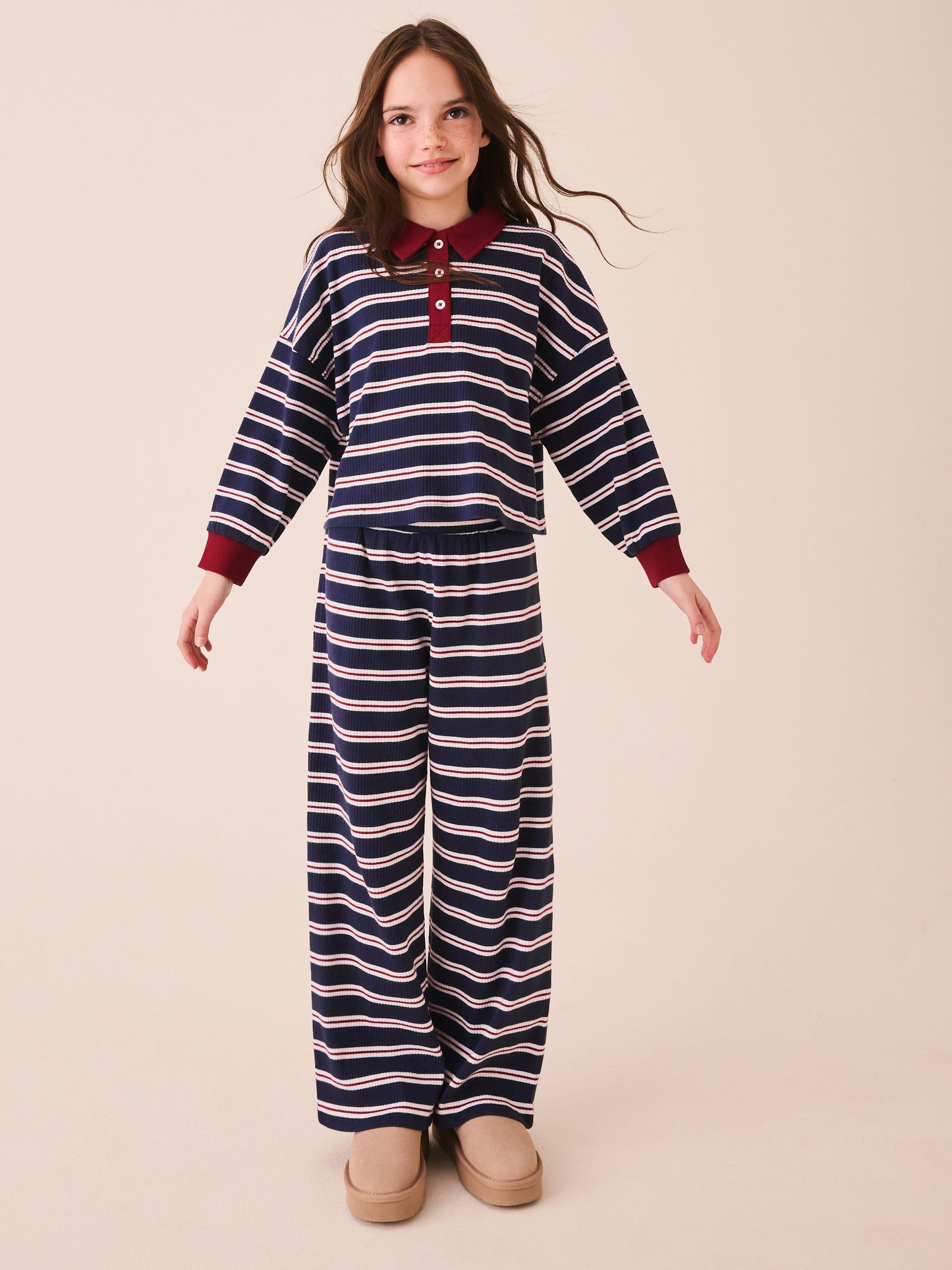 Dsiney Kidz - Navy/Red Rugby Top And Wide Leg Trousers Set (3-16yrs) image 1