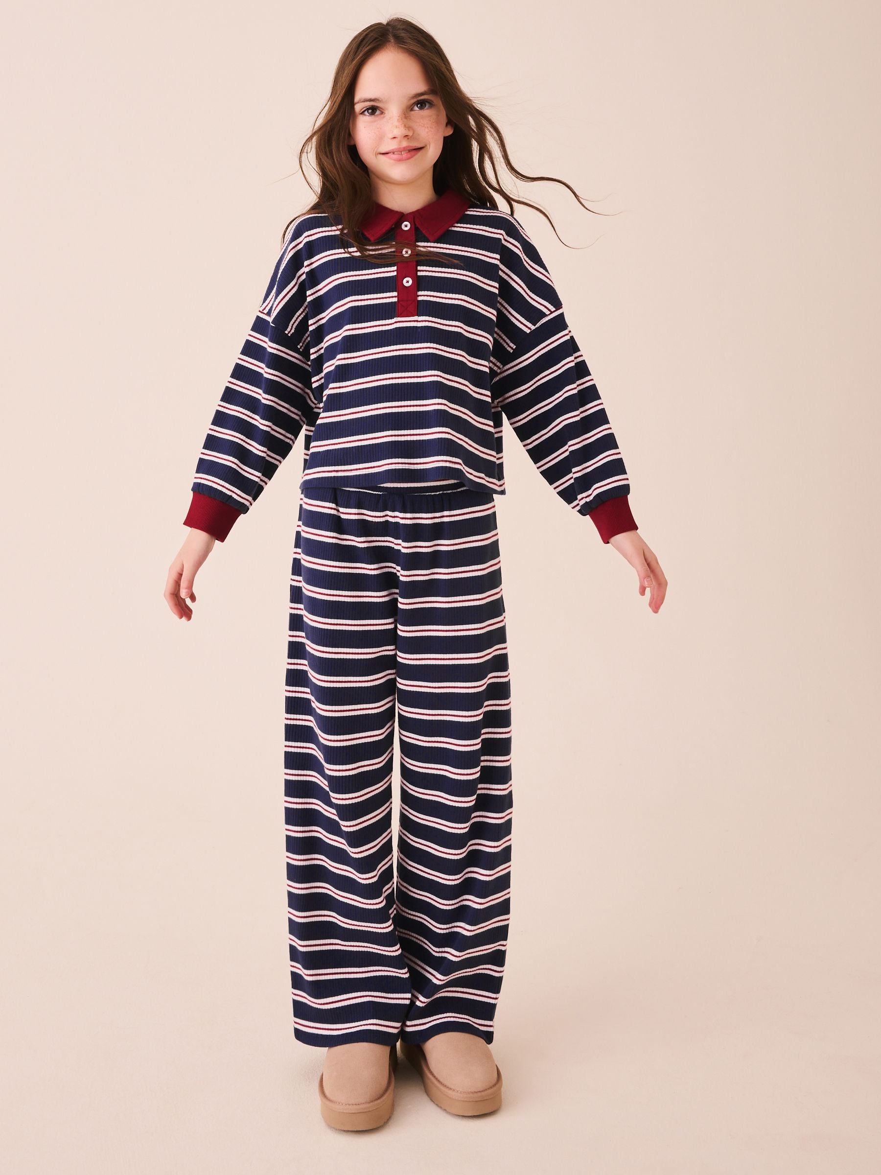 Dsiney Kidz - Navy/Red Rugby Top And Wide Leg Trousers Set (3-16yrs) image 1