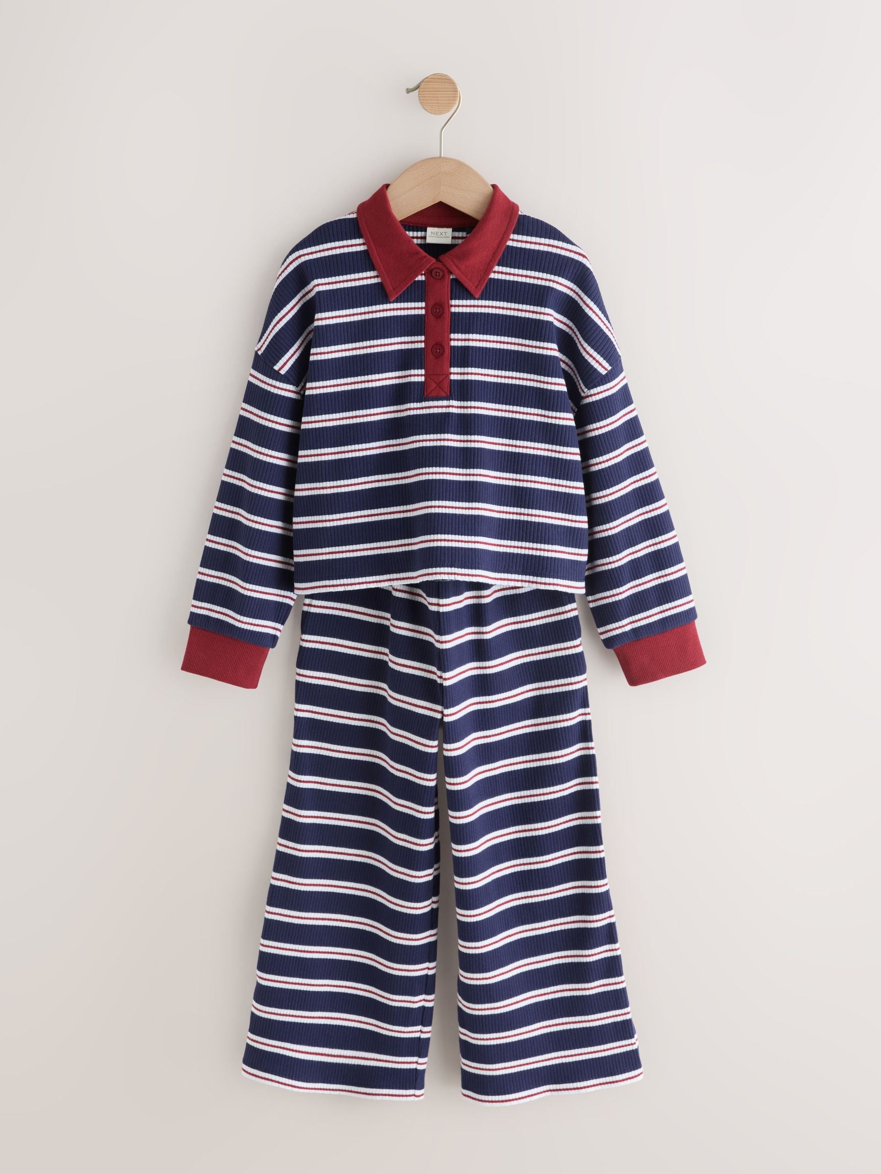 Dsiney Kidz - Navy/Red Rugby Top And Wide Leg Trousers Set (3-16yrs) image 6
