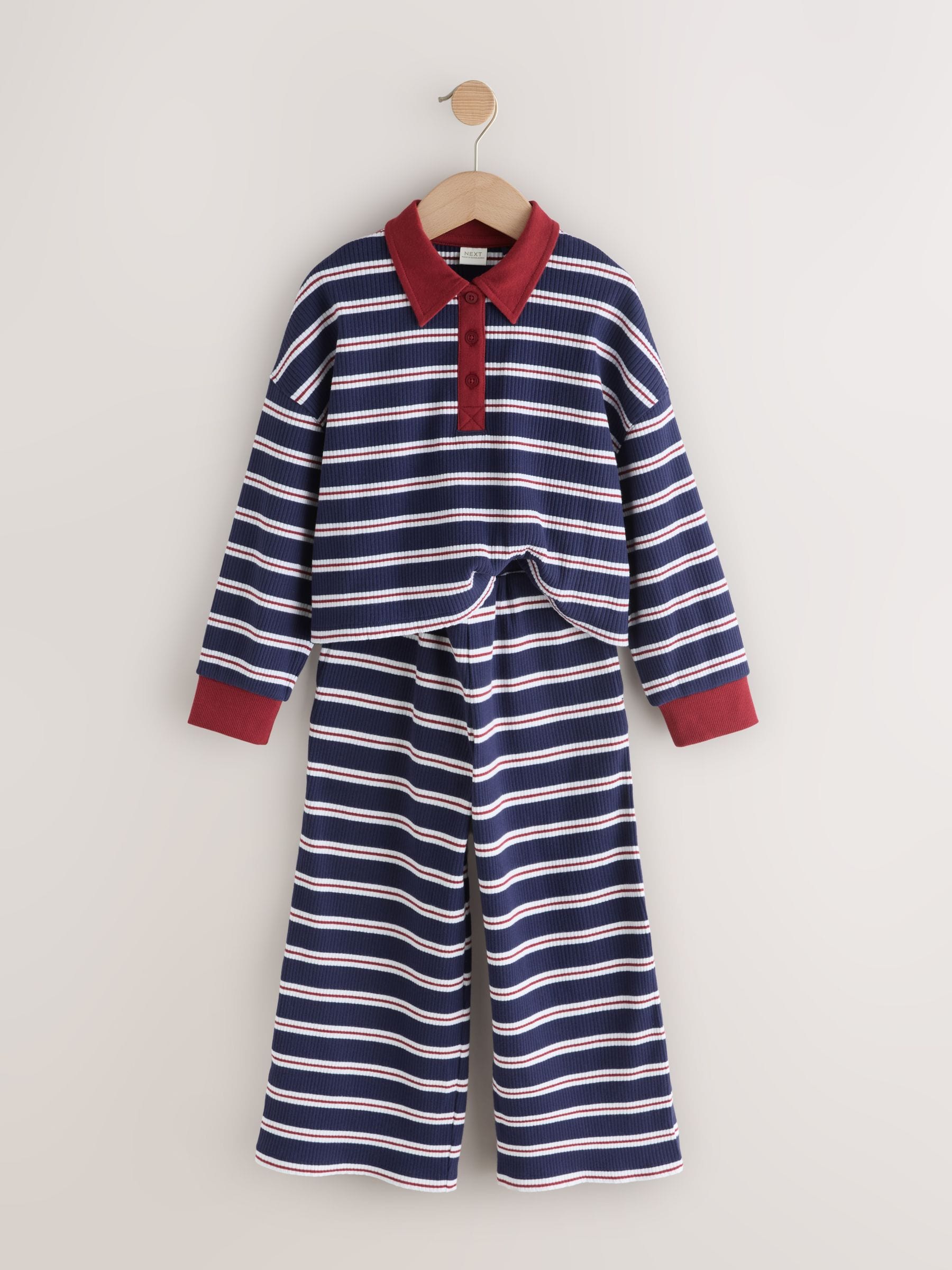 Dsiney Kidz - Navy/Red Rugby Top And Wide Leg Trousers Set (3-16yrs) image 7