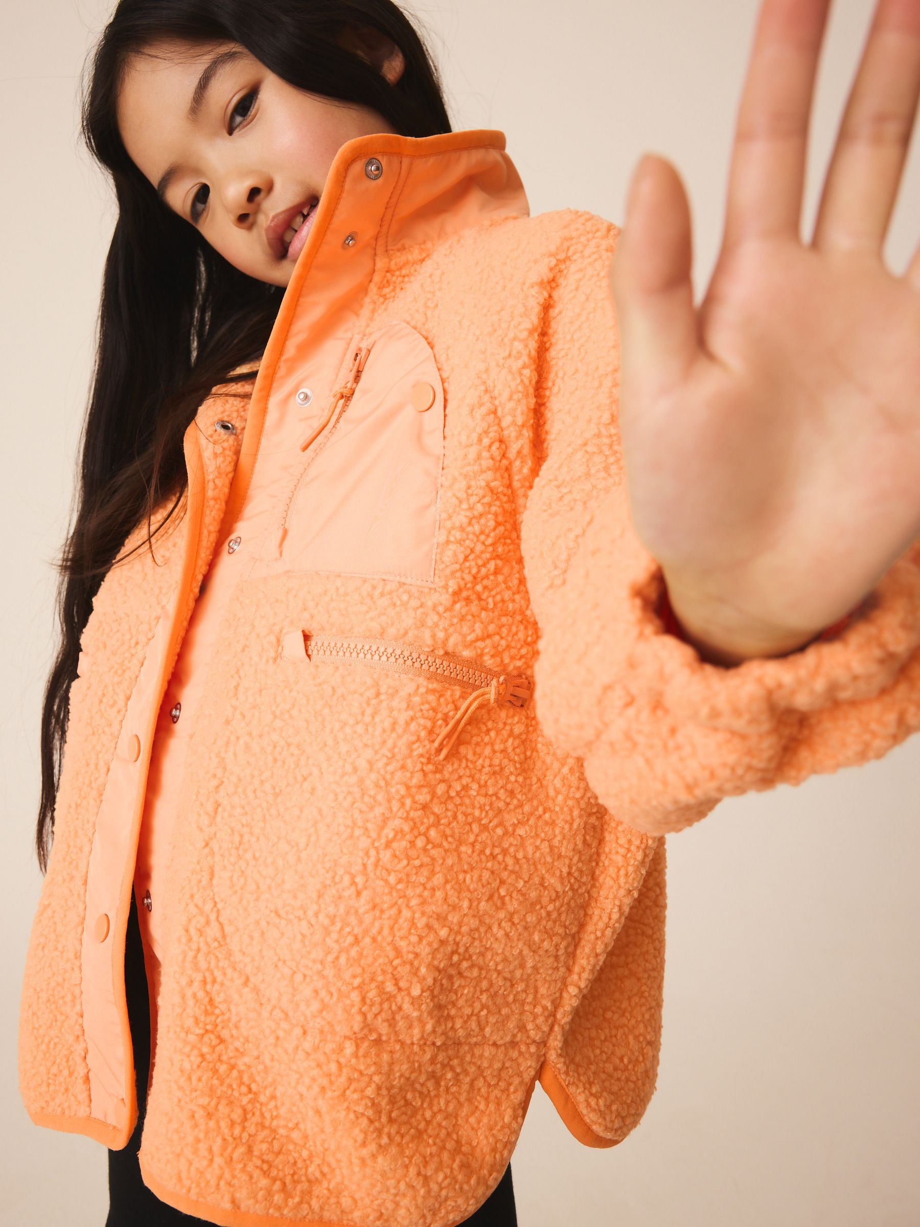 Dsiney Kidz - Bright Orange Button Up Fleece Jacket (3-16yrs) image 3