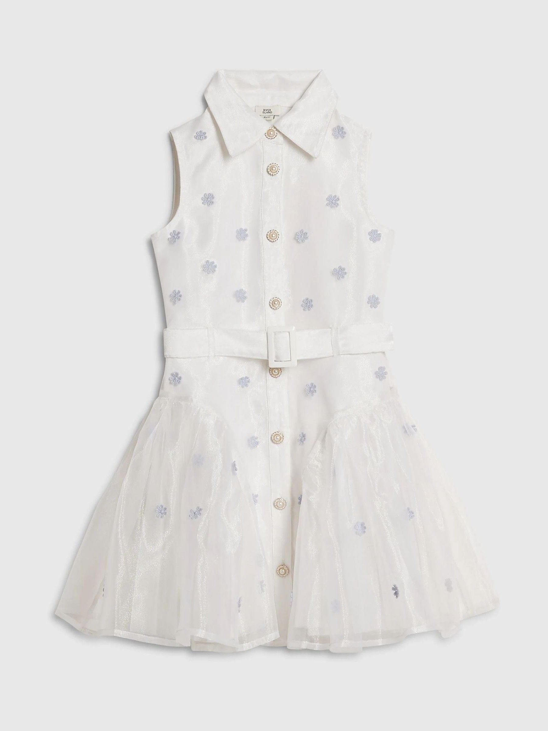 River Island White Organza Flower Prom Dress image 1