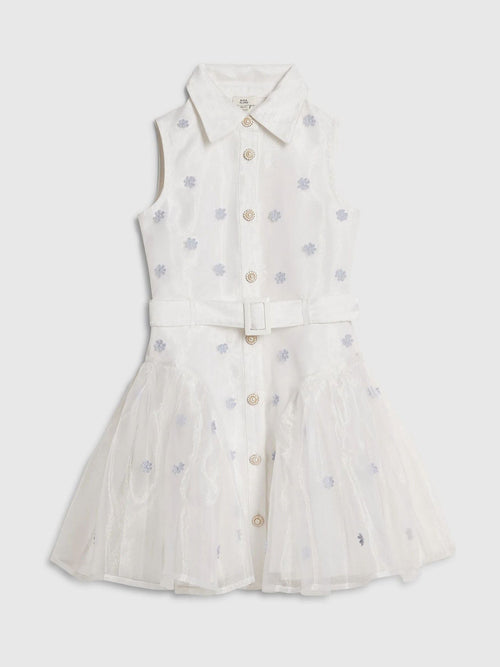 River Island White Organza Flower Prom Dress image 1