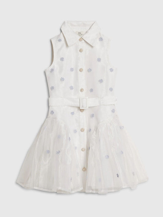River Island White Organza Flower Prom Dress image 1