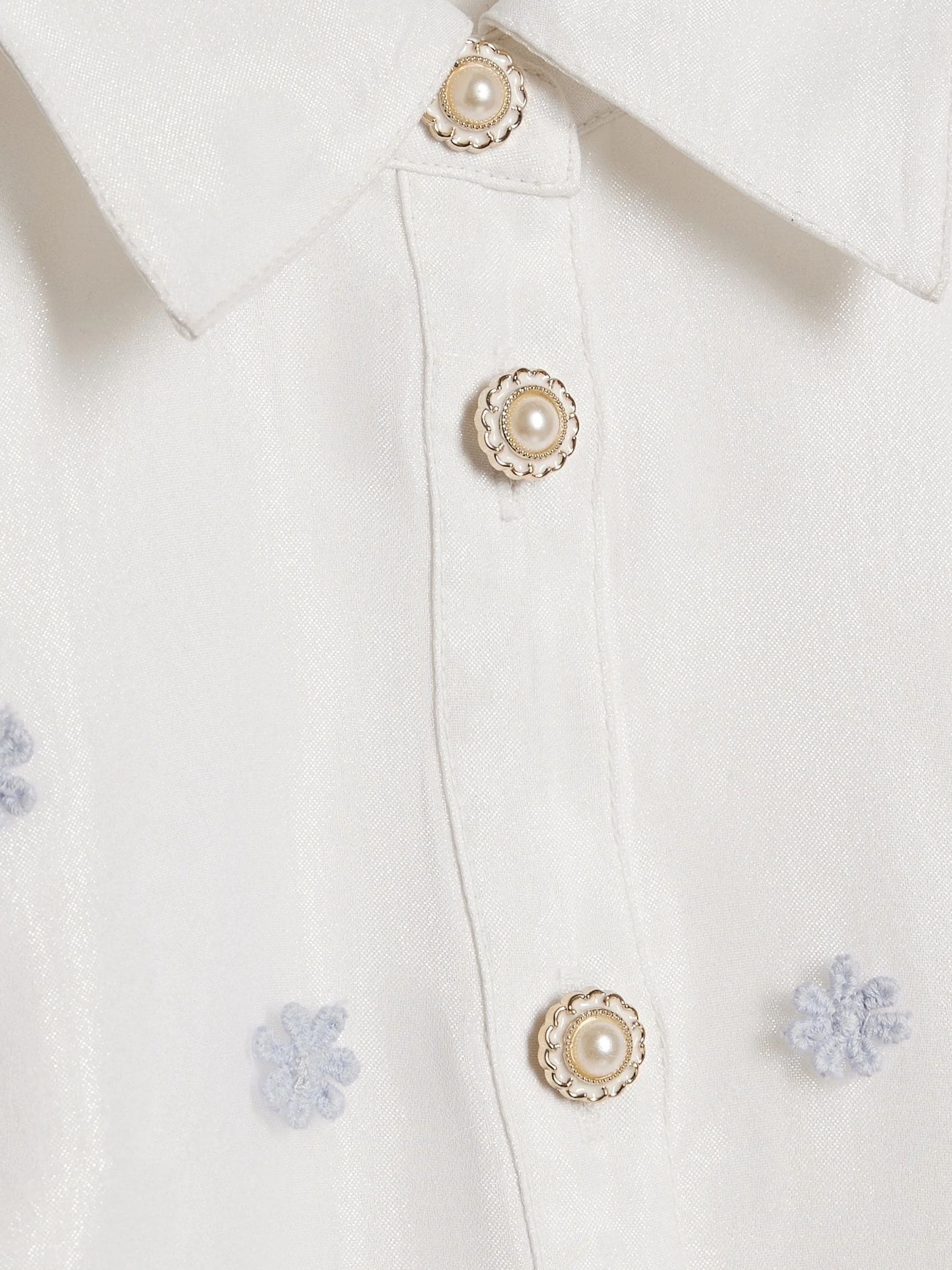 River Island White Organza Flower Prom Dress image 3