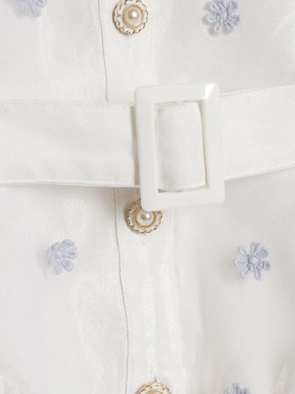 River Island White Organza Flower Prom Dress image 4