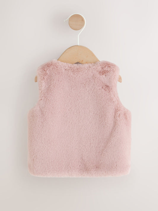 Dsiney Kidz - Pink Faux Fur Baby Gilet (0mths-3yrs) image 2