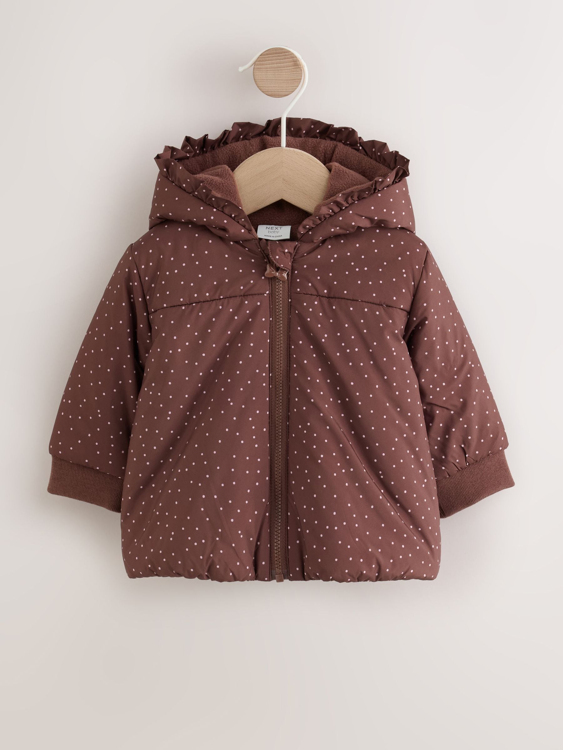 Dsiney Kidz - Brown Spotted Hooded Padded Baby Jacket (0mths-2yrs) image 1