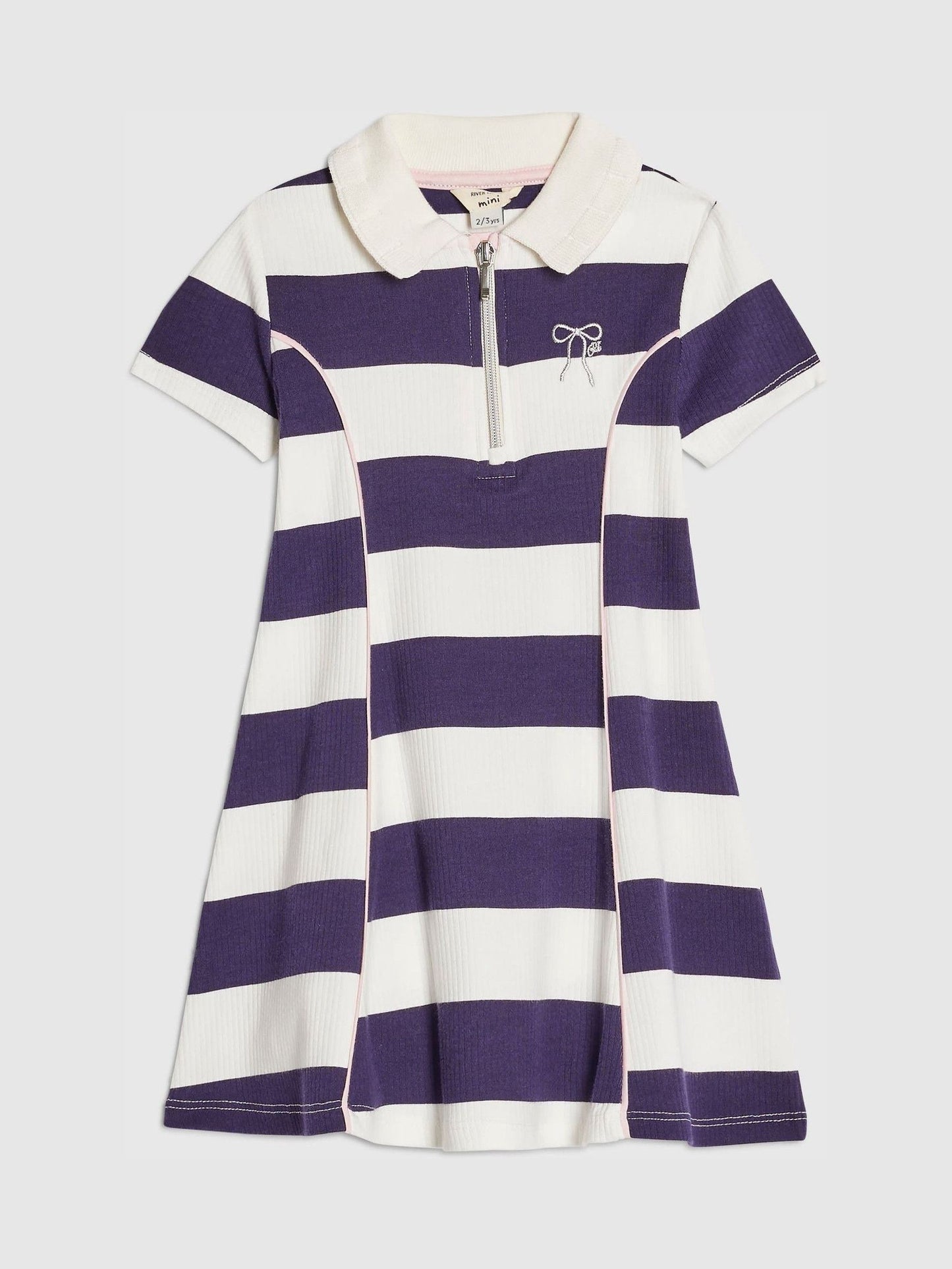 River Island Purple Stripe Rugby Polo Dress image 1