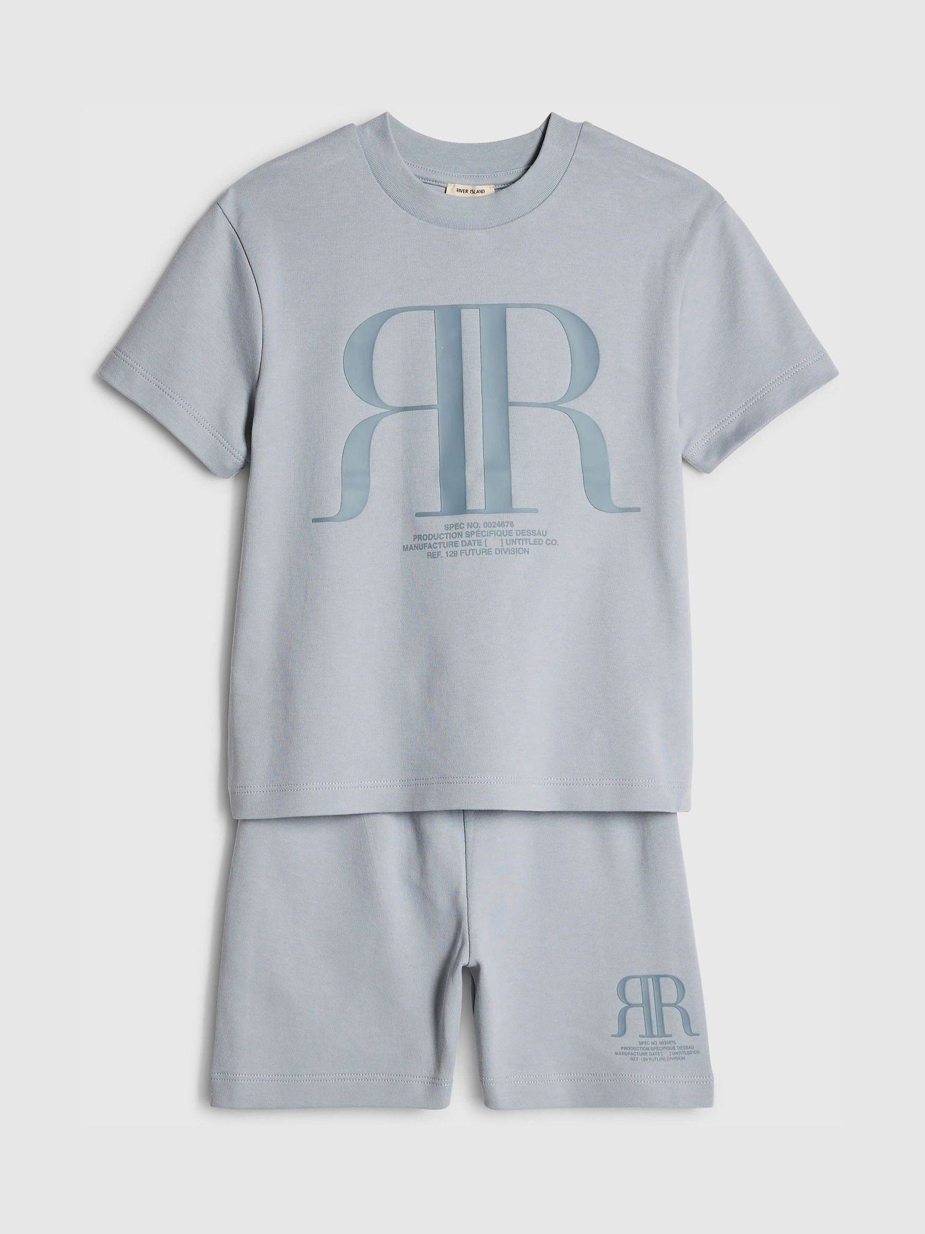 River Island Blue RR T-Shirt & Short Sets image 1