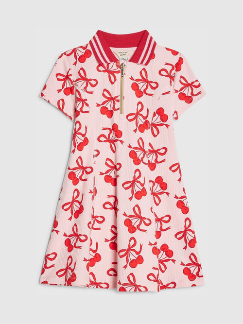 River Island Pink Cherry Print Polo Dress image 1