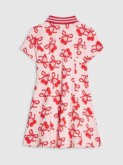 River Island Pink Cherry Print Polo Dress image 4