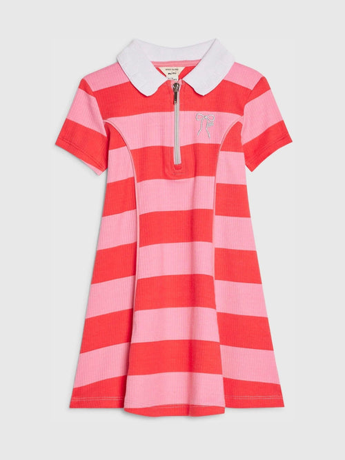 Dsiney Kidz - River Island Pink Stripe Rugby Polo Dress image 1