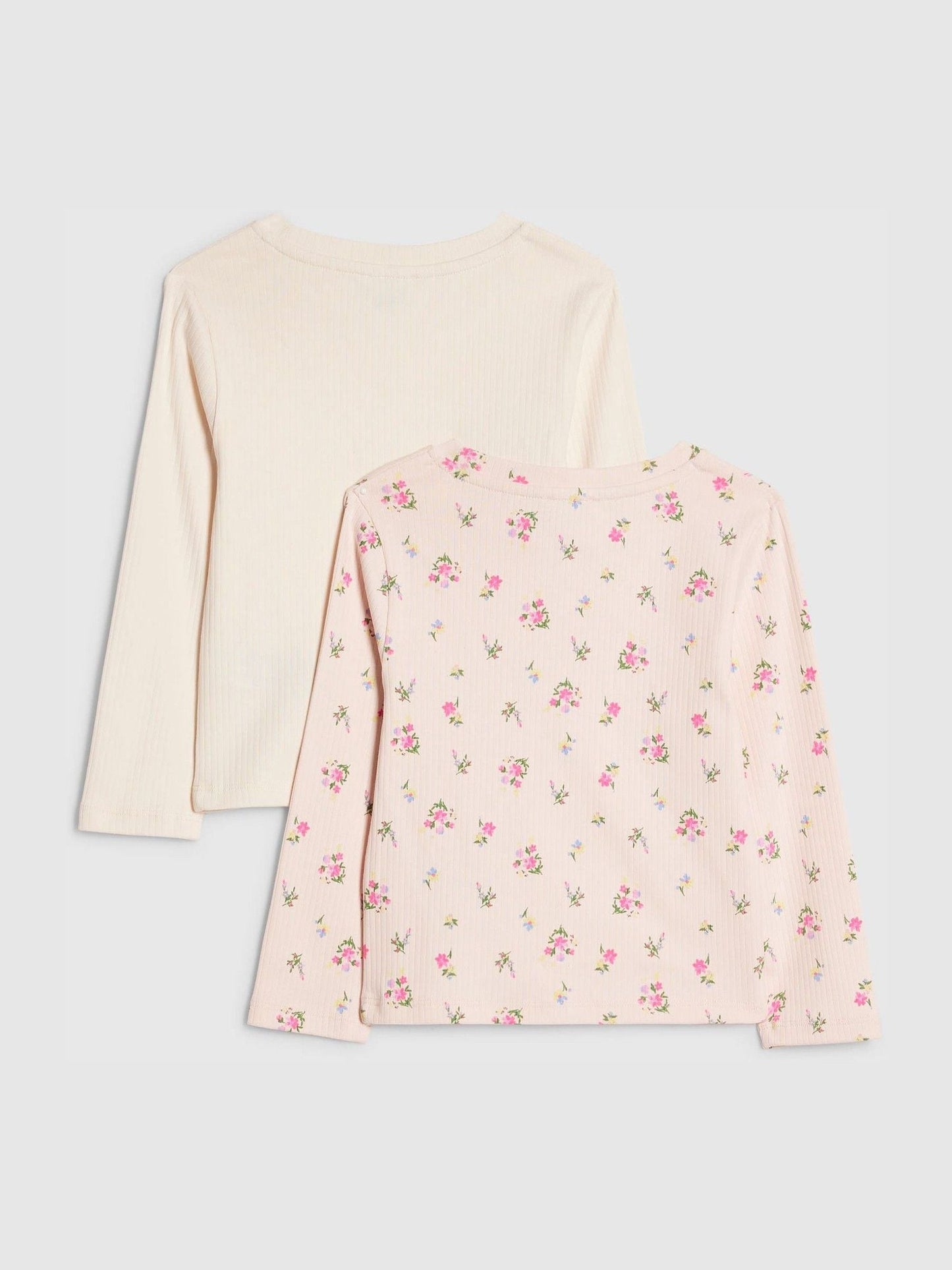 River Island Pink Long Sleeve Rib Floral Tops 2 Pack image 2