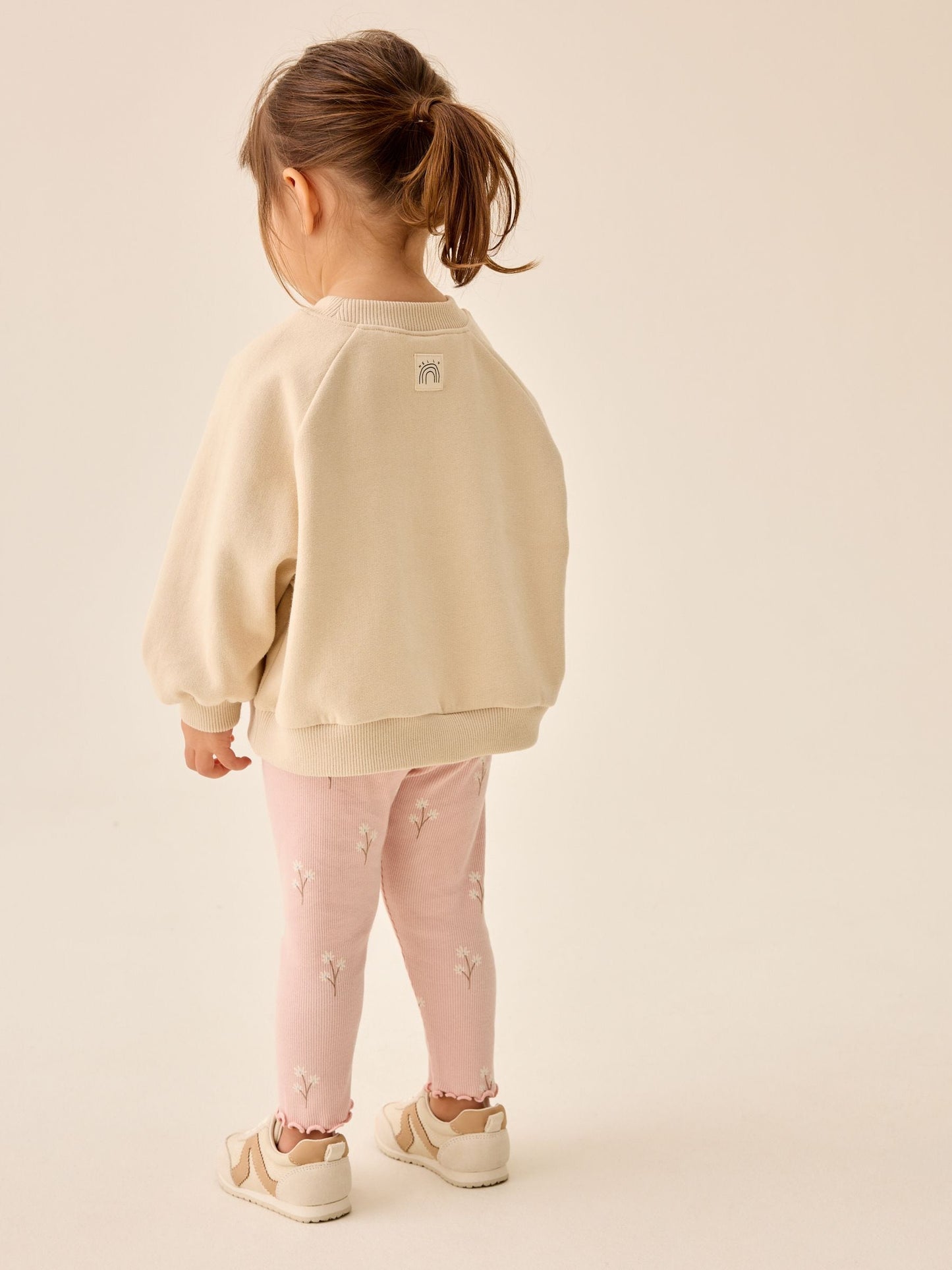 Pale Pink Ditsy Floral Ribbed Leggings (3mths-7yrs) image 2