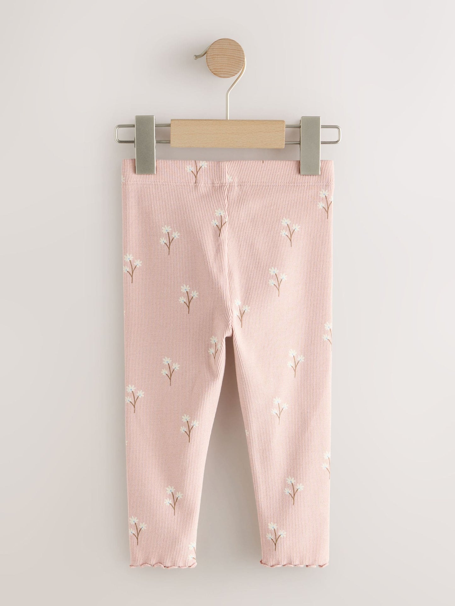 Pale Pink Ditsy Floral Ribbed Leggings (3mths-7yrs) image 5