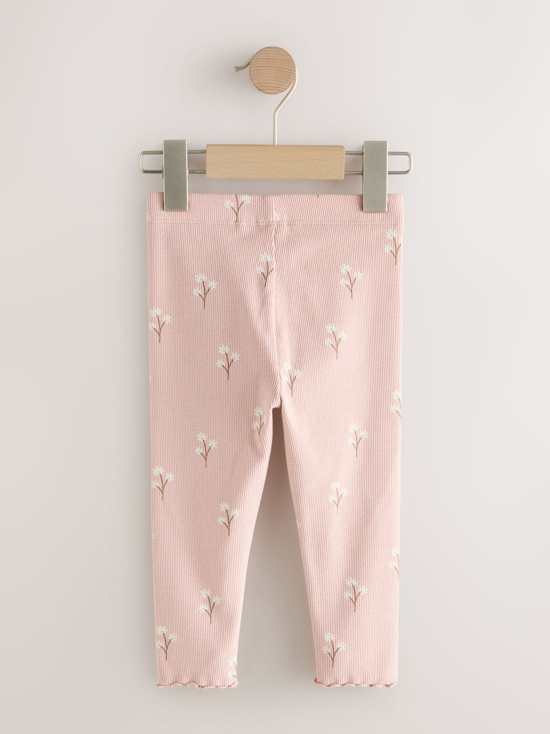 Pale Pink Ditsy Floral Ribbed Leggings (3mths-7yrs) image 5