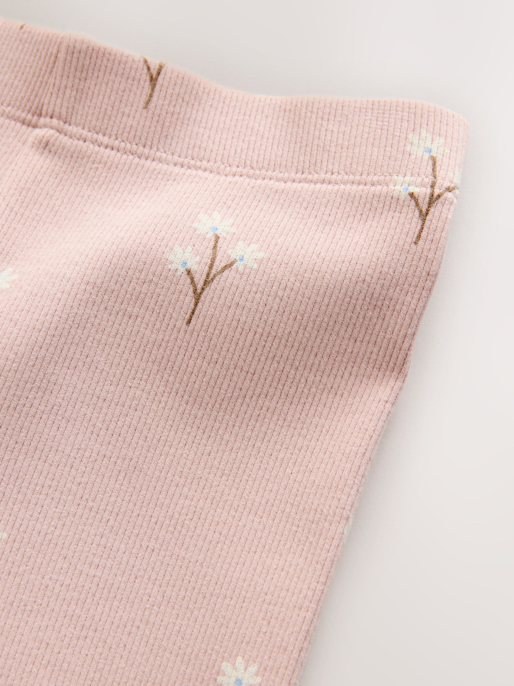 Pale Pink Ditsy Floral Ribbed Leggings (3mths-7yrs) image 6