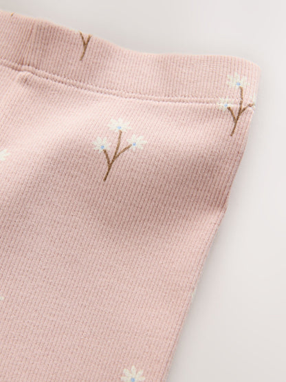 Pale Pink Ditsy Floral Ribbed Leggings (3mths-7yrs) image 6