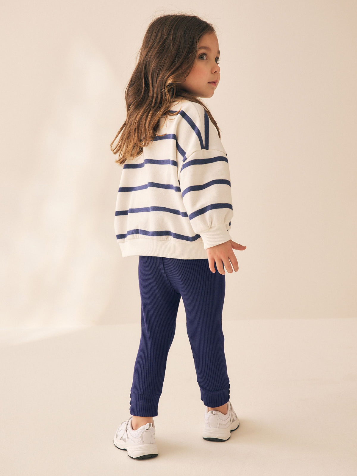 Dsiney Kidz - Navy Ribbed Button Cuffed Leggings (3mths-7yrs) image 3