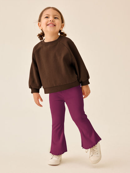 Burgundy Red Ribbed Flare Leggings (3mths-7yrs) image 2
