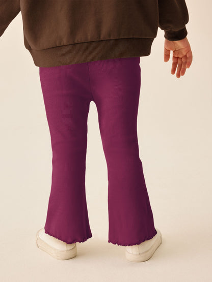 Burgundy Red Ribbed Flare Leggings (3mths-7yrs) image 4