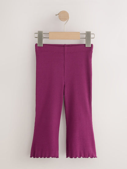 Burgundy Red Ribbed Flare Leggings (3mths-7yrs) image 7