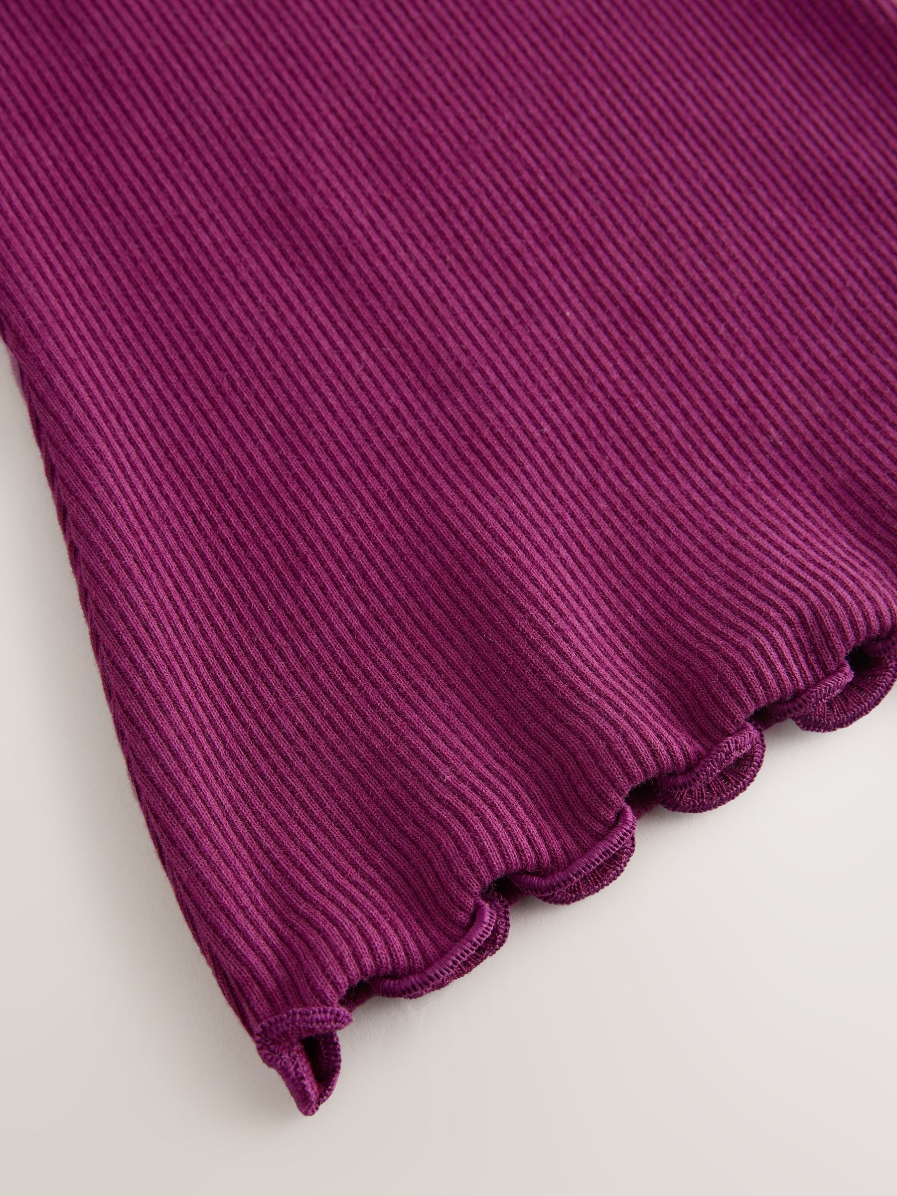Burgundy Red Ribbed Flare Leggings (3mths-7yrs) image 9