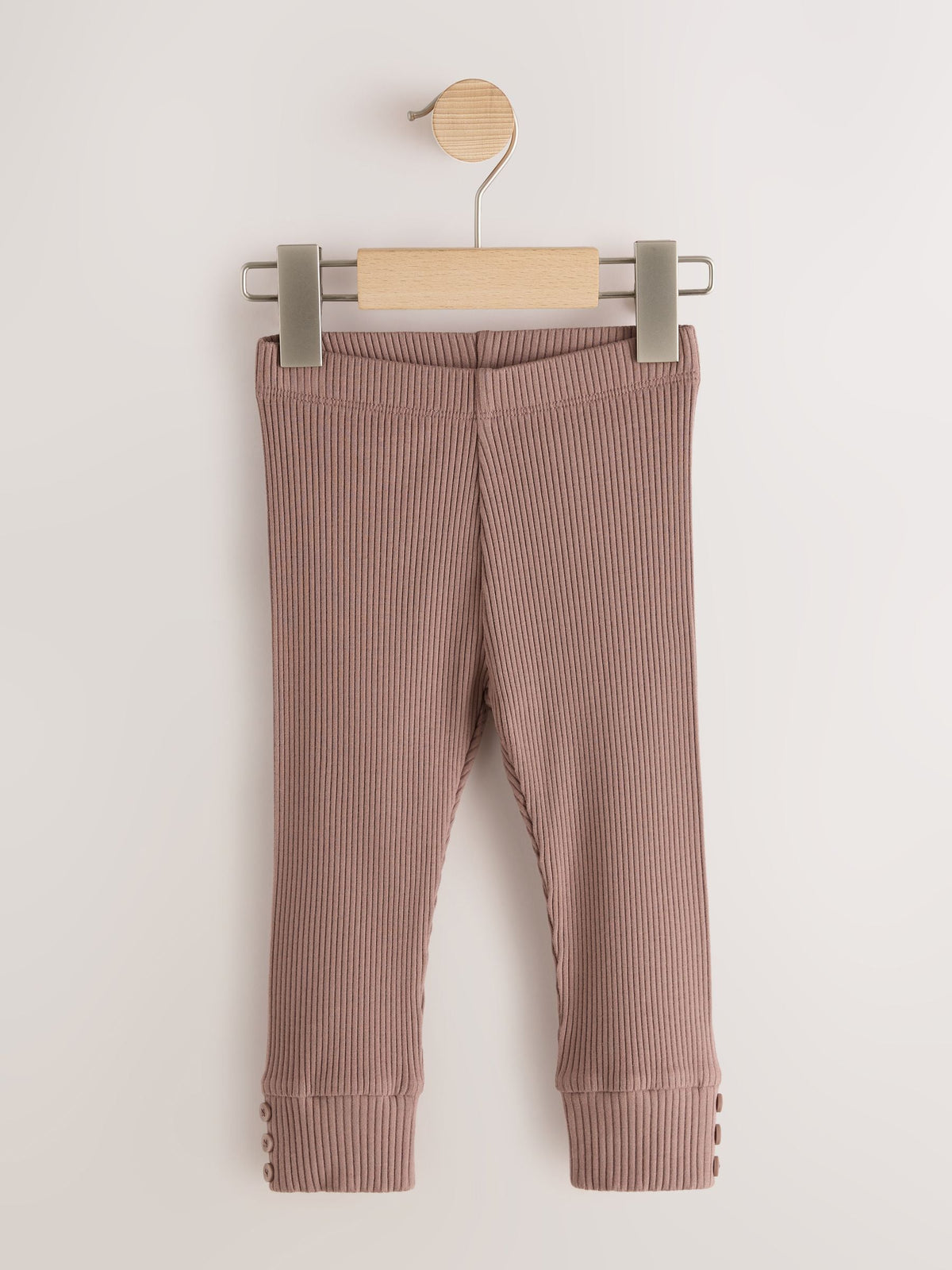 Dsiney Kidz - Chocolate Brown Ribbed Button Cuffed Leggings (3mths-7yrs) image 4