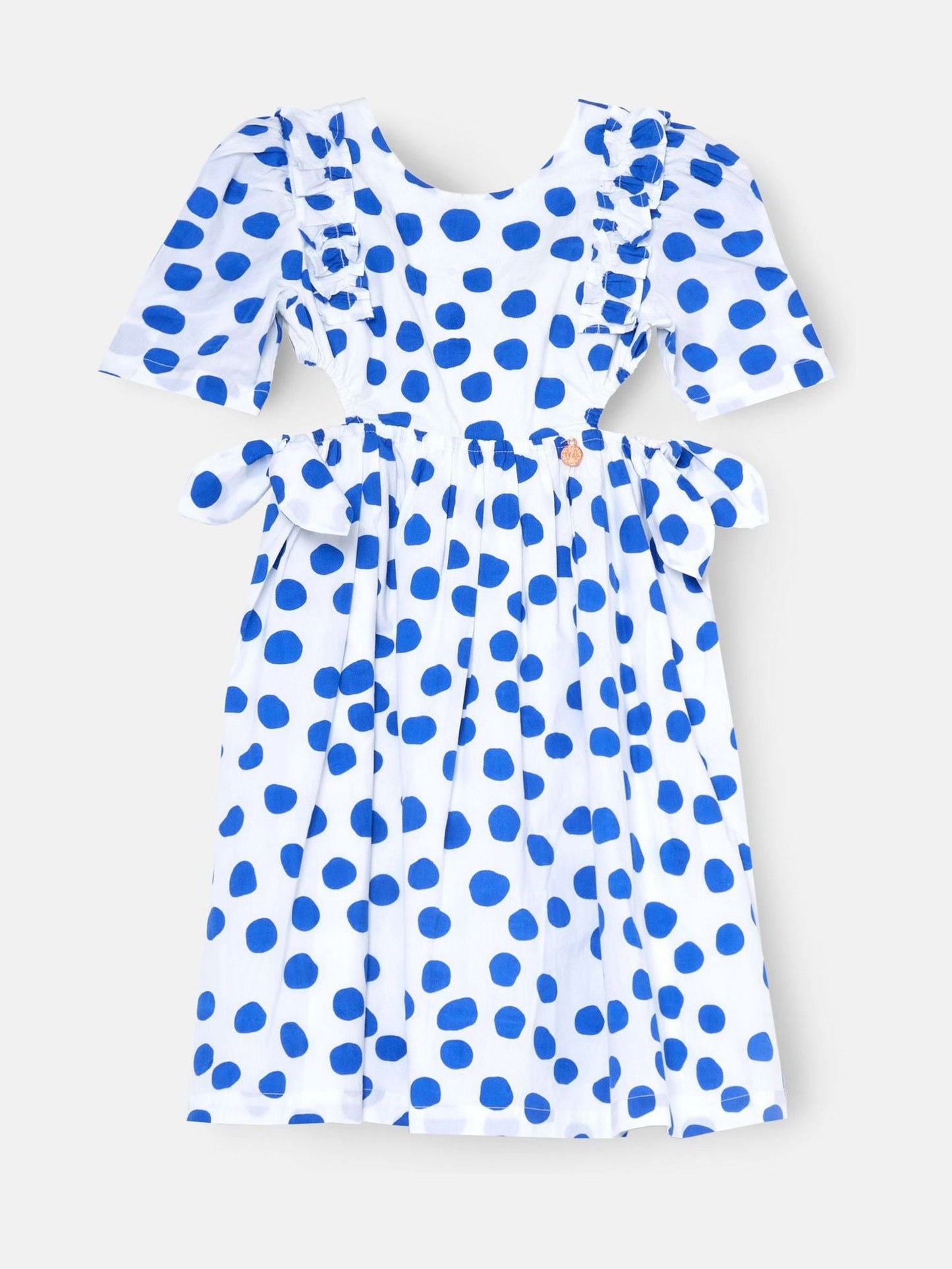 Angel & Rocket Blue Amara Blue Puff Sleeve Spot Dress image 5