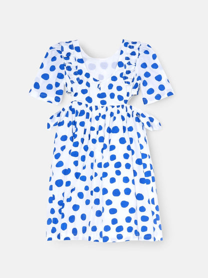 Angel & Rocket Blue Amara Blue Puff Sleeve Spot Dress image 6
