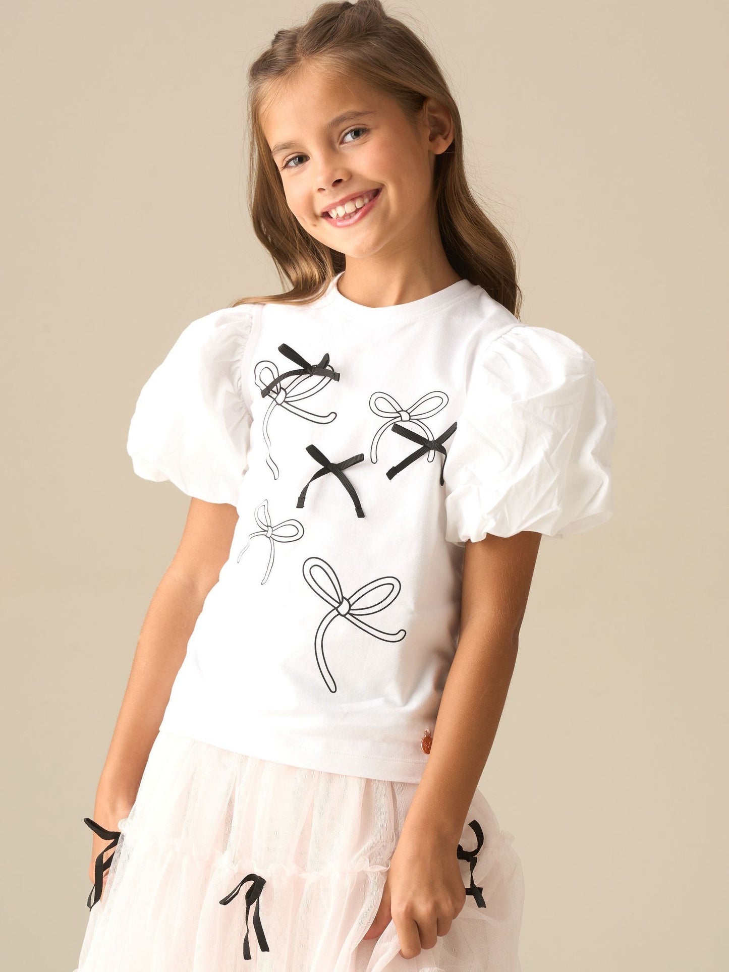 Dsiney Kidz - Angel & Rocket White Ground Eve Ruffle Heart Puff Sleeve T-Shirt image 1