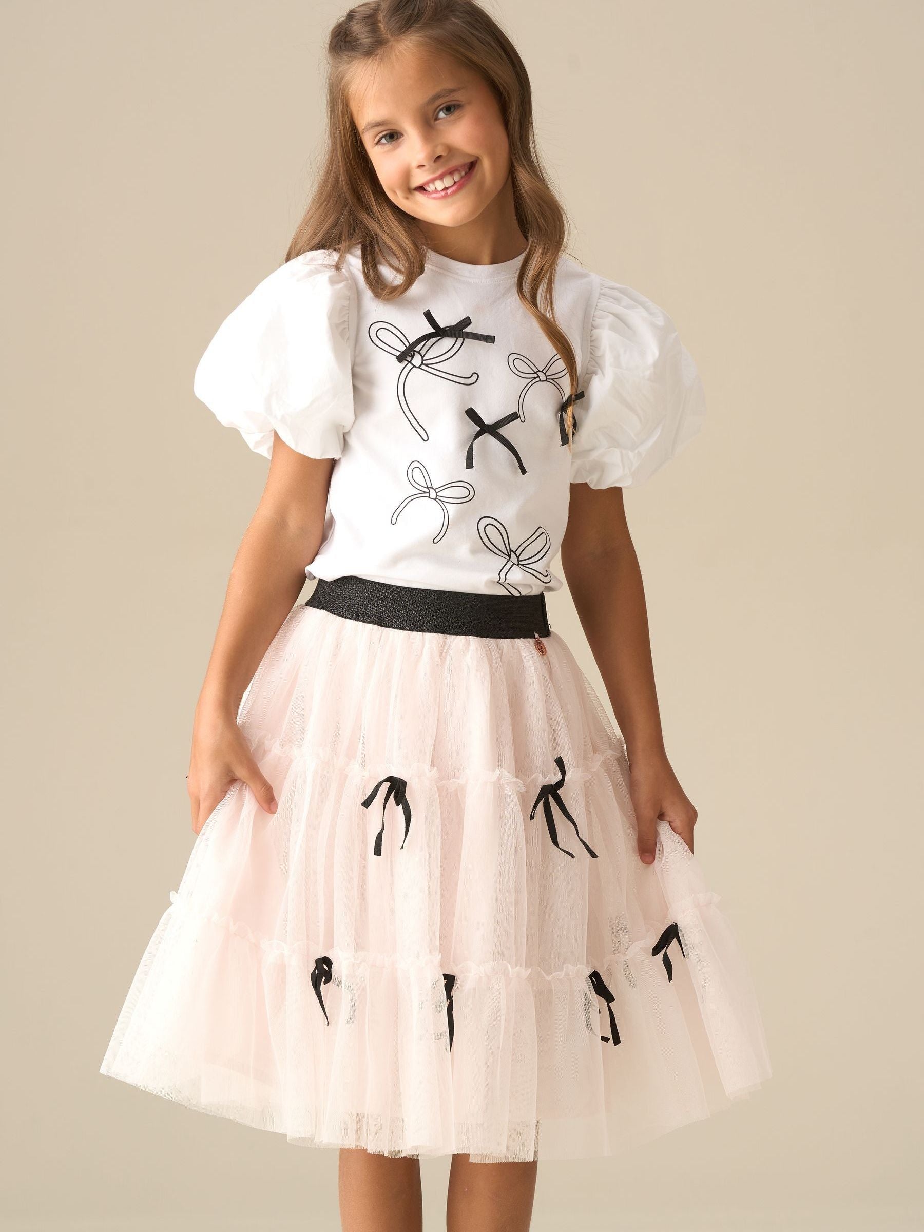 Dsiney Kidz - Angel & Rocket White Ground Eve Ruffle Heart Puff Sleeve T-Shirt image 2
