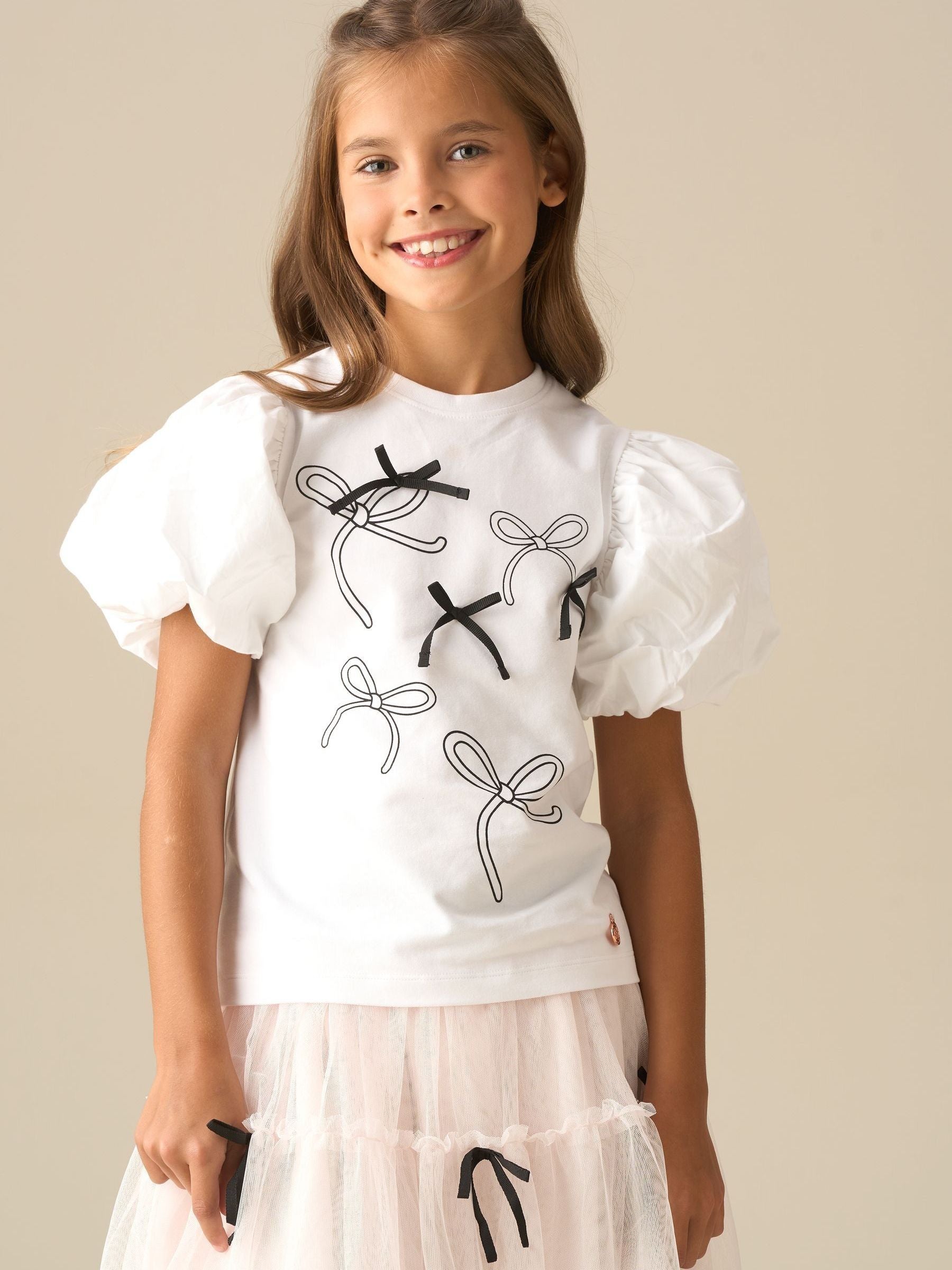 Dsiney Kidz - Angel & Rocket White Ground Eve Ruffle Heart Puff Sleeve T-Shirt image 3