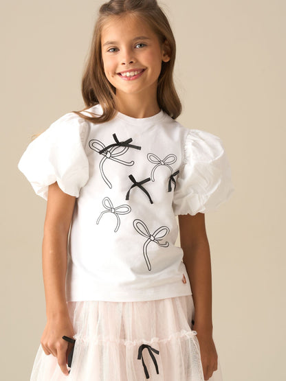 Dsiney Kidz - Angel & Rocket White Ground Eve Ruffle Heart Puff Sleeve T-Shirt image 3
