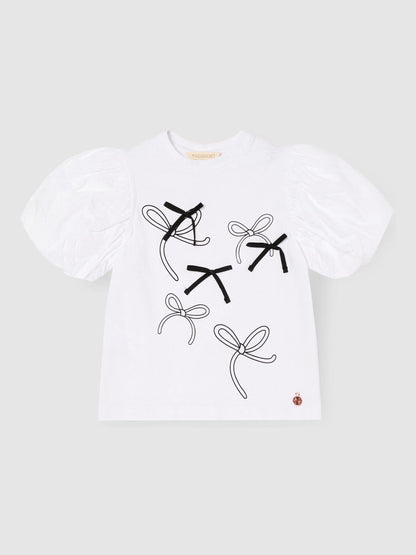 Dsiney Kidz - Angel & Rocket White Ground Eve Ruffle Heart Puff Sleeve T-Shirt image 4