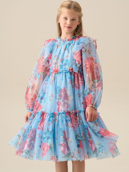Angel & Rocket Blue Alessia Floral Print Mesh Dress image 1
