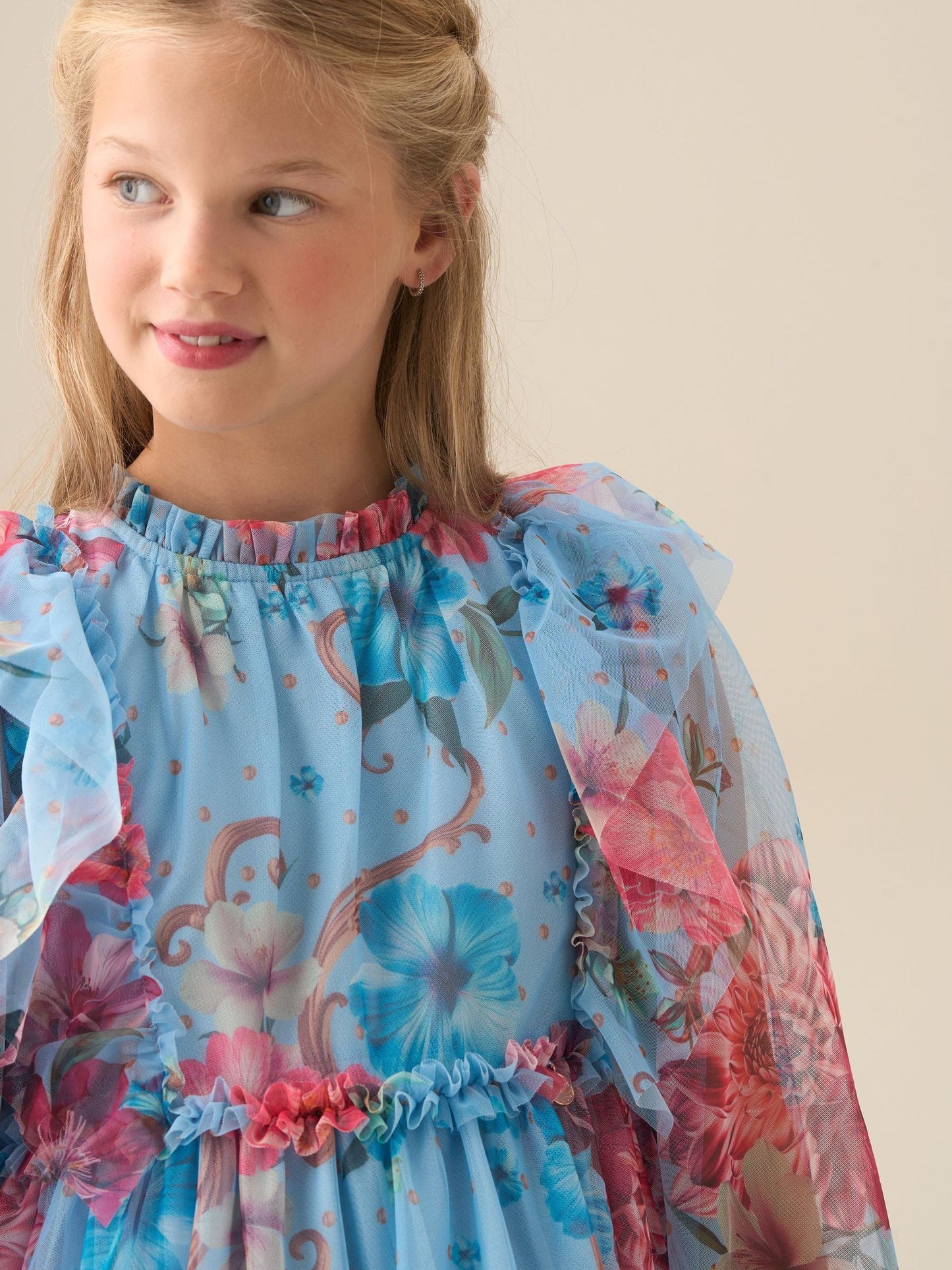 Angel & Rocket Blue Alessia Floral Print Mesh Dress image 3