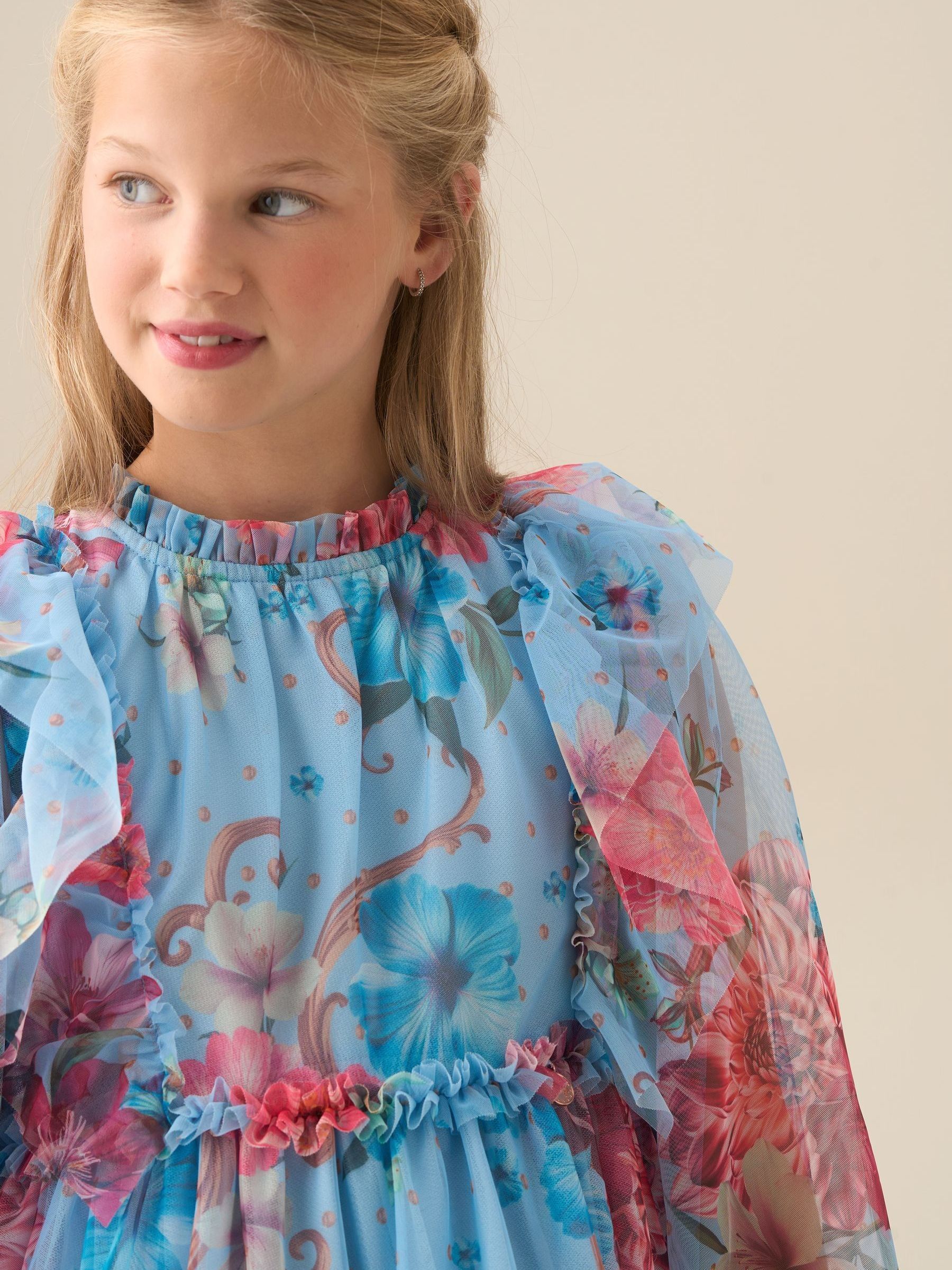 Angel & Rocket Blue Alessia Floral Print Mesh Dress image 3