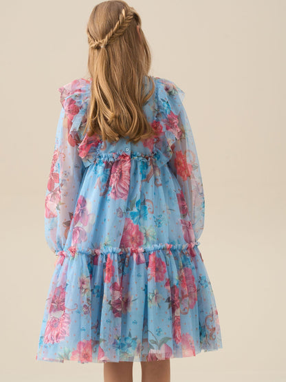 Angel & Rocket Blue Alessia Floral Print Mesh Dress image 4