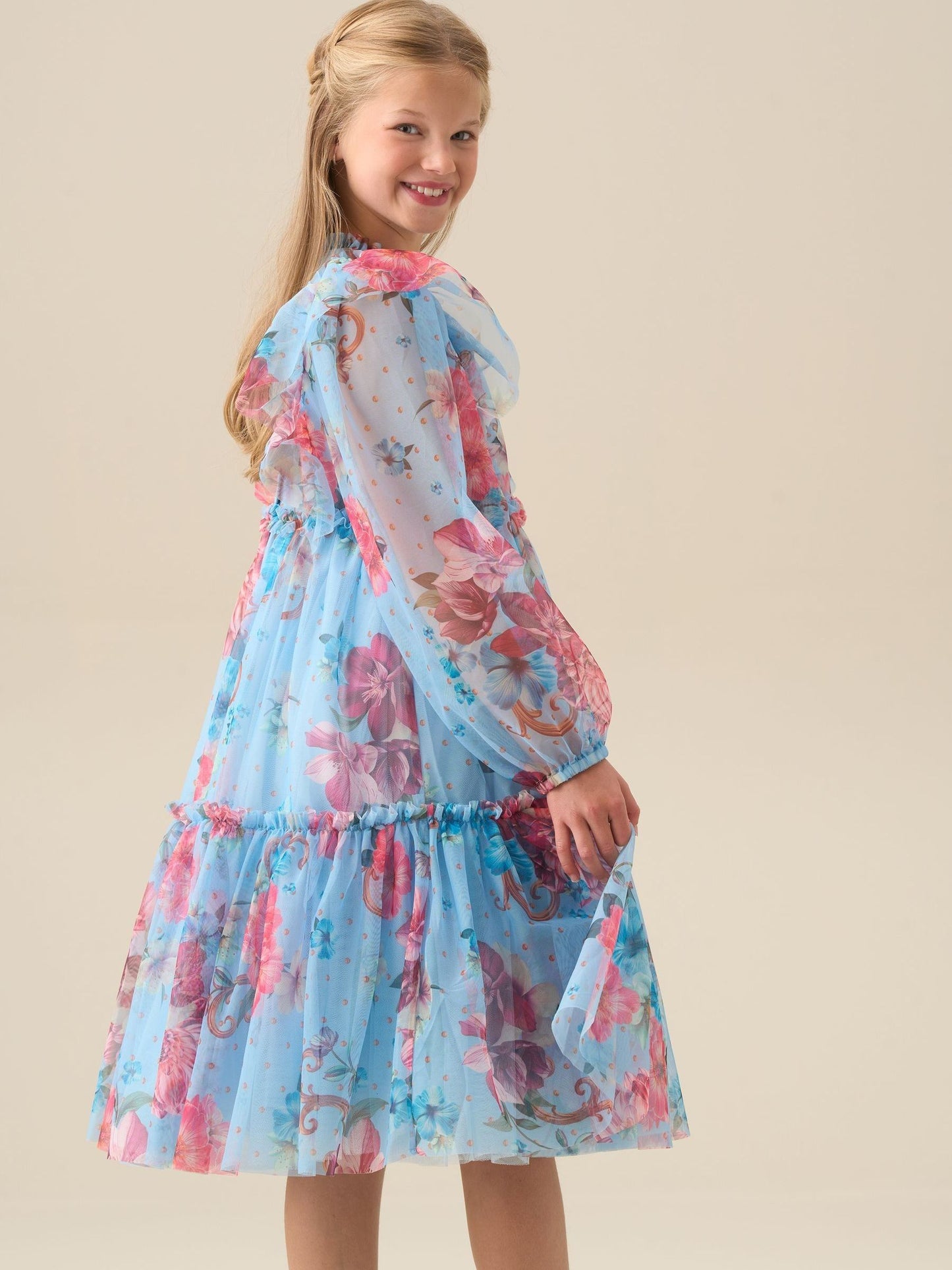 Angel & Rocket Blue Alessia Floral Print Mesh Dress image 5