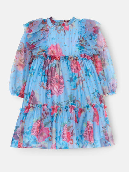 Angel & Rocket Blue Alessia Floral Print Mesh Dress image 6