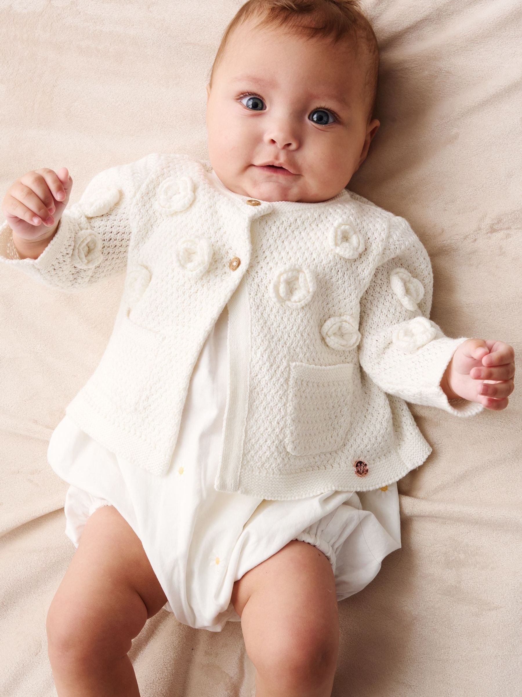 Dsiney Kidz - Angel & Rocket Cream Dolly Flower Knit Cardigan image 1