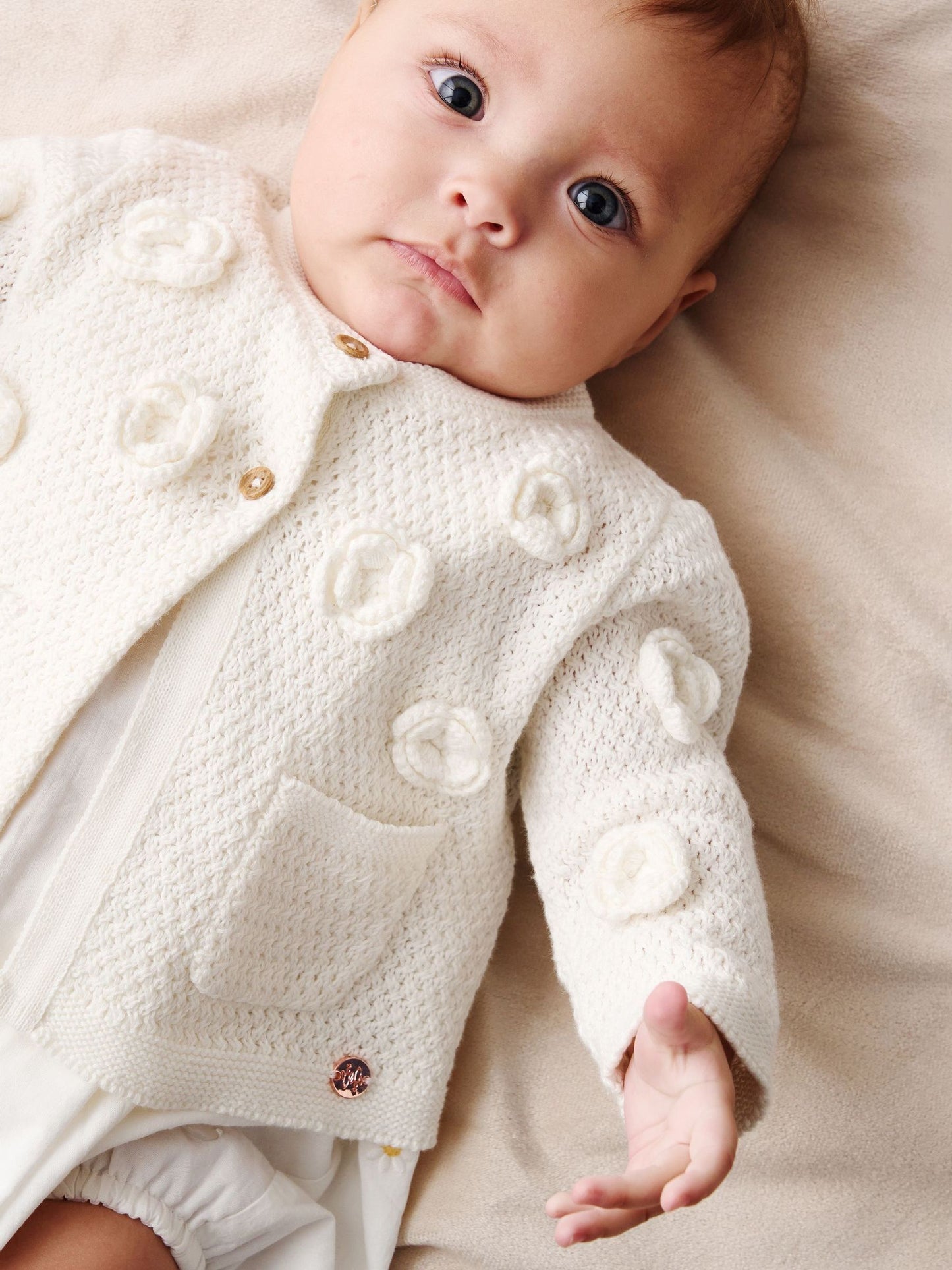 Dsiney Kidz - Angel & Rocket Cream Dolly Flower Knit Cardigan image 2