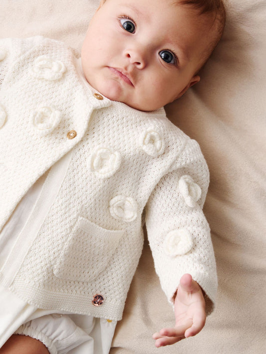 Dsiney Kidz - Angel & Rocket Cream Dolly Flower Knit Cardigan image 2
